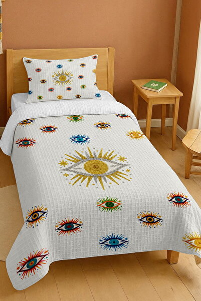 EVPANYA طقم بيكيه فردي منقوش بنمط ضوء العين مصنوع من القطن بنسبة 100%