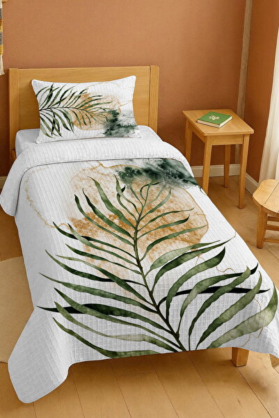 EVPANYA 100% Cotton Bohemian Green Leaf Patterned Single Pike Set