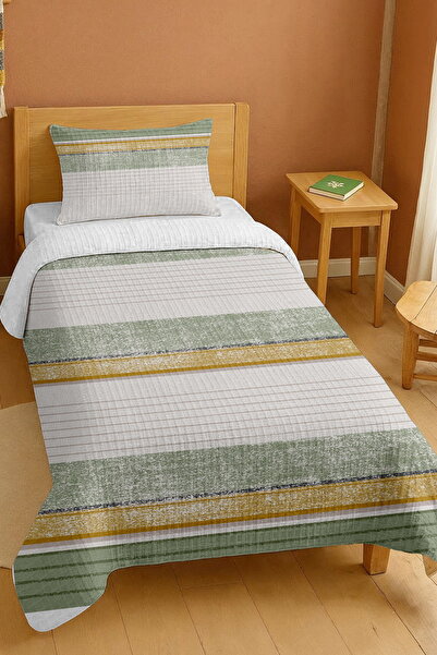 EVPANYA bumbac 100% Set de pătură pentru o persoană cu model de benzi de salv...