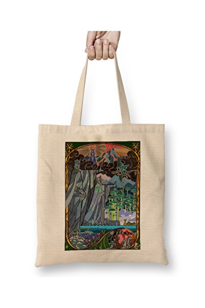 Toyaso Lord of the Rings White Cloth Bag Long Handle Shopping Bag Beach Bag