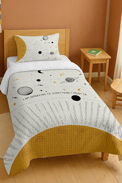 EVPANYA bumbac 100% Set de pătură pentru o persoană cu model Cosmic Dream