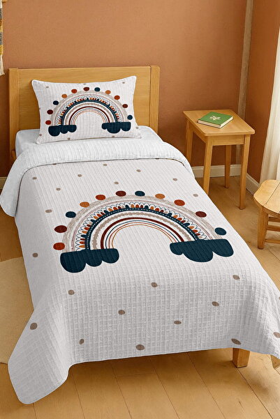 EVPANYA bumbac 100% Set de pătură pentru o persoană cu model curcubeu cu buline