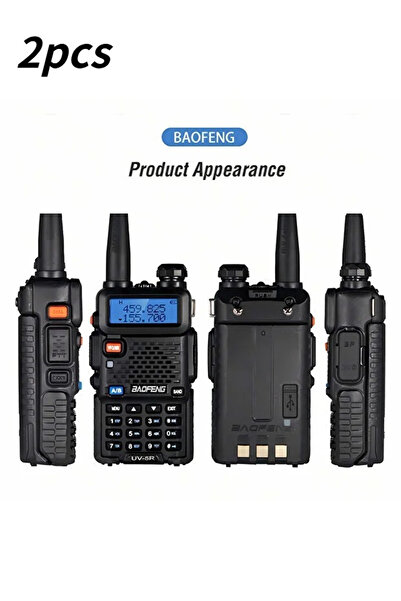 BAOFENG جهاز اتصال لاسلكي ثنائي النطاق UV-5R (عبوة من قطعتين)، اتصال طويل المدى، عمر بطارية طويل للغاية