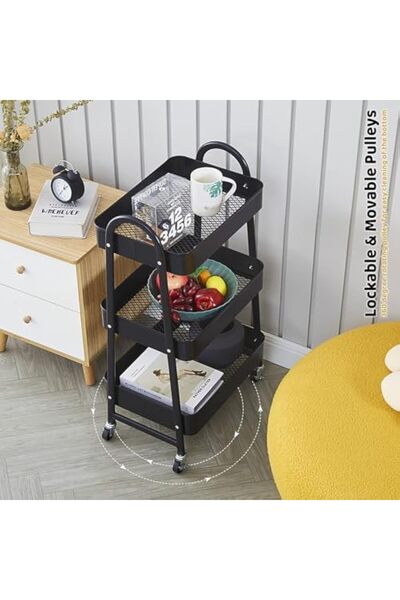 POWER Fruit and vegetable storage basket, three-tier stackable snack cart with wheels