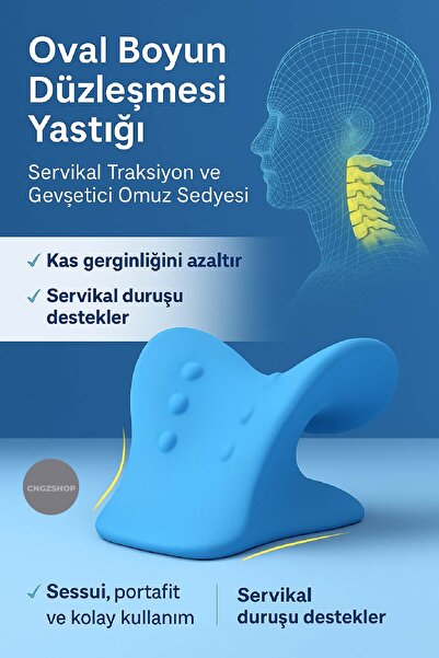 CNGZSHOP Oval Boyun Düzleşmesi Yastığı | Servikal Traksiyon ve Gevşetici Omuz...