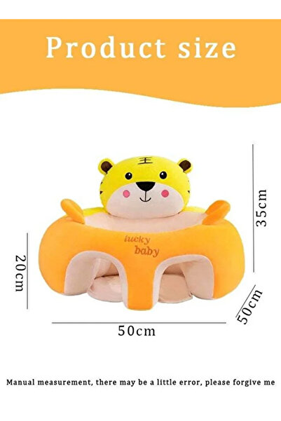 Generic Cute Tiger Plush Baby Learning Seat- Crystal Velvet PP Cotton, Portable Toddler Sitting Support Sofa