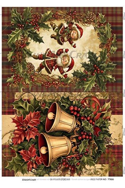 LİNEART New Year Pattern Rice Decopage Paper No:Y966- 29X42Cm