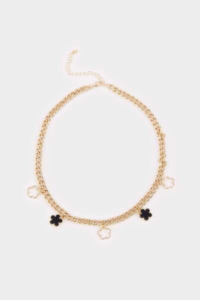 DeFacto Women's Black-White Clover Detailed Necklace E8306Axns