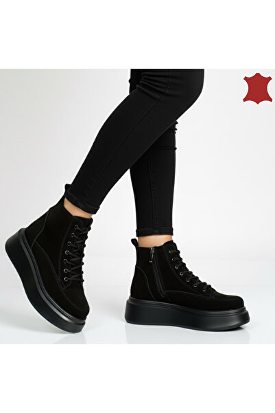 piele naturala Ghete Imblanite Dama cu siret si fermoar |LATOS|