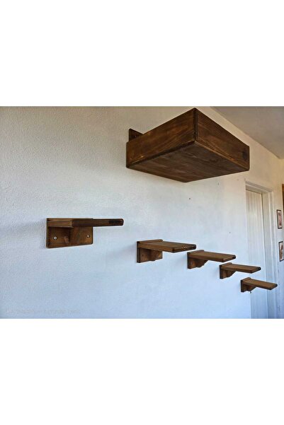 mrm wood petshop Ahşap Kedi Basamağı Duvar Yürüyüş Yolu Oyunu Parkuru (5 basa...