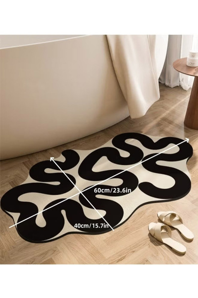 Generic Bath Mat Super Absorbent Stain Resistant Quick-Dry Earth Bath Rug with Rubber Anti-Slip Base