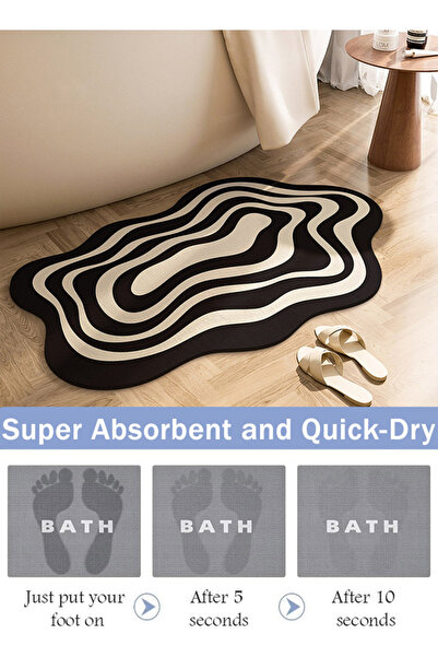 Generic Bath Mat Super Absorbent Stain Resistant Quick-Dry Earth Bath Rug with Rubber Anti-Slip Base