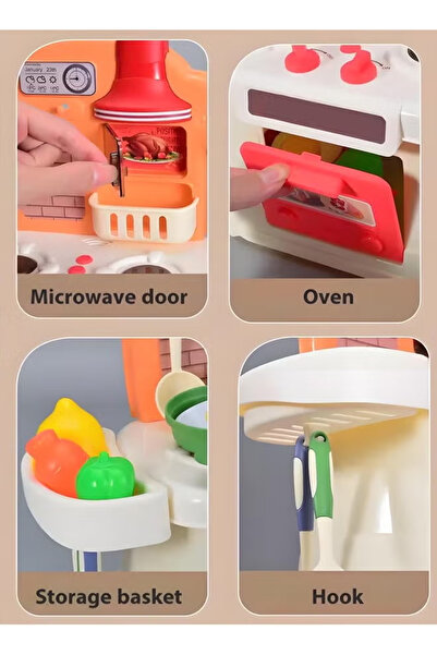 Generic Kitchen Playset, Kitchen Pretend Play Toy Set with Sound & Light, Cookware and Food