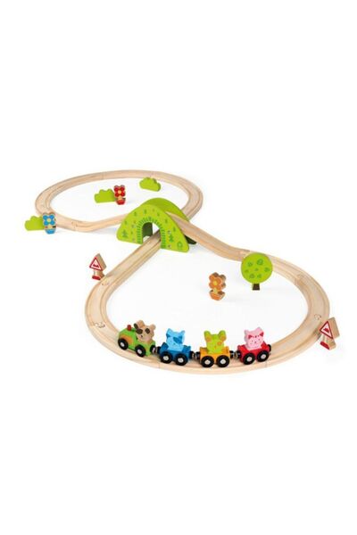 House of toys Trenulet din lemn Scratchy, 30 piese