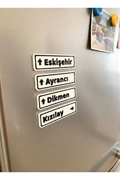 Mumlina Kızılay Tabelası Mıknatıslı Magnet Seti (4'lü Eskişehir, Ayrancı, Dik...