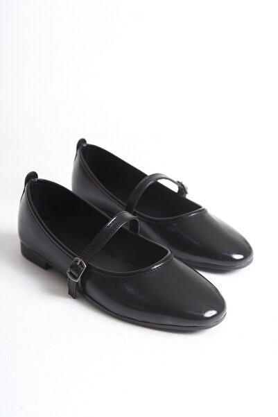 senzora Black Patent Leather Women's Daily Ballerina Shoes