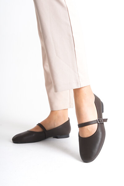 senzora Acıkahve Skin Women's Casual Ballet Shoes