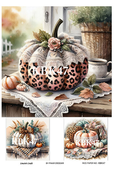 LİNEART Pumpkin Pattern Rice Decopage Paper No:Kbk47- 29X42Cm