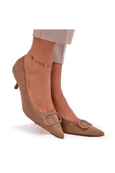 BOTO Women's heeled shoes with dark beige decorative detail Amelora 37