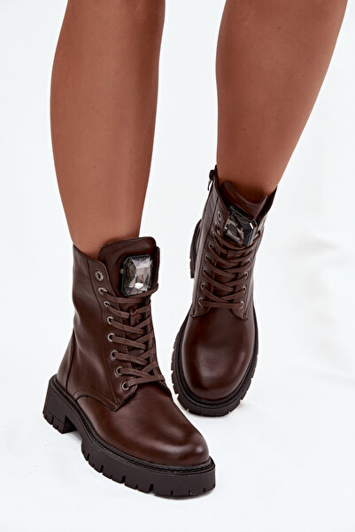 BOTO Women's work boots with chocolate eco-leather decoration Karessa 37