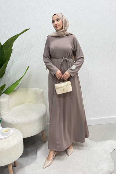 Tesettür Diyarı Φόρεμα Yade με Ζώνη από Ύφασμα Modal - Pro