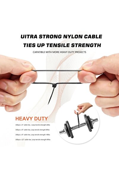 genric HAVE ME TD Black Zip Cable Ties, 400 Pack Assorted Sizes 4+6+8+12 Inch, Nylon, Self-Locking
