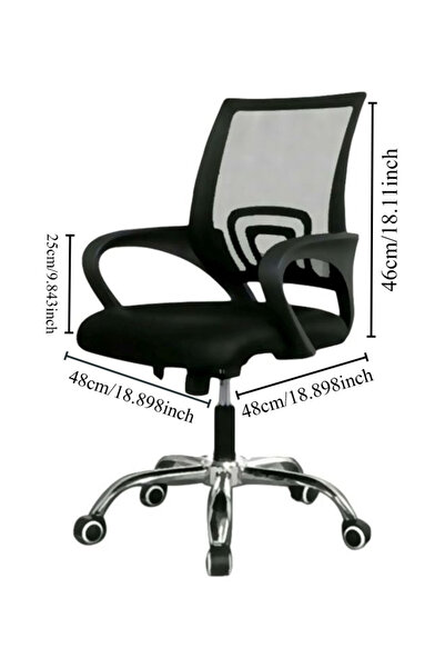 Generic Mesh Adjustable Office Chair with Metal Leg Black 25x55x50cm