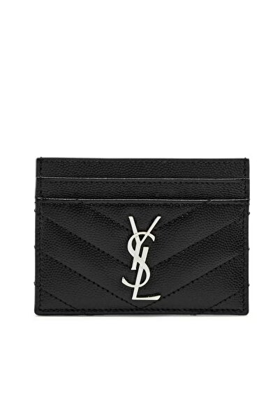 ysl bag Black Chevron Quilted Grained Leather Card Case