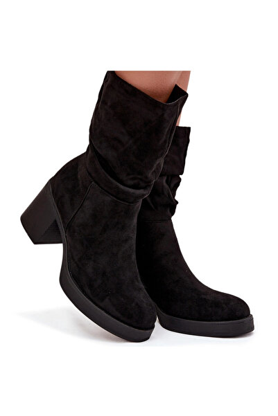 BOTO Botine Femei Cu Cute Pe Toc Înalt Calde Negru Amoria 37