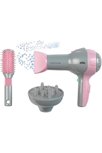 Theo Klein 5850 Brown Toy Hair Dryer with Brush and Diffuser, Ages 3+ (Plastic, Multi-color)