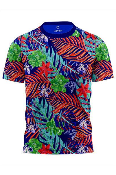 Lopron Tropikal Desen Antreman Forma Gym UFC t-shirt Palmiye Tişort