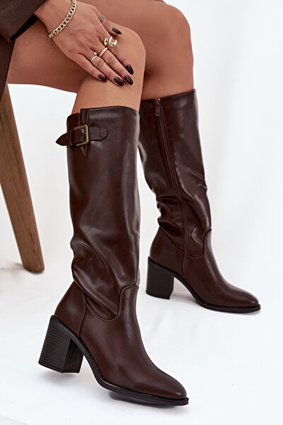 BOTO Women's black buckle heeled boots Brenira 40