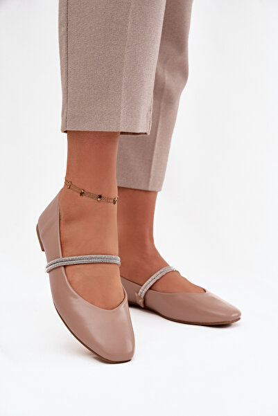 BOTO Women's Ballerinas With Shiny Stripes Dark Beige Ilirene 36