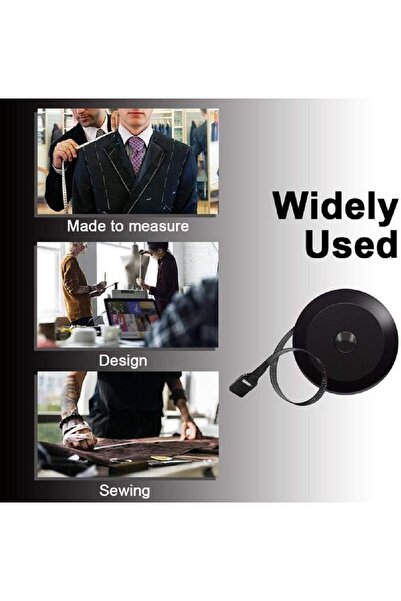 Generic Retractable Body Tape Measure 150cm 60in Dual Sided for Sewing Tailor Cloth Craft Black