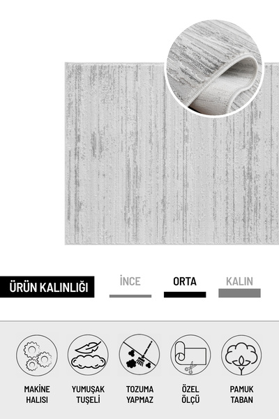 NARVEN HOME Gri Pamuk Taban Modern Desen Tozutmaz Özel Ölçü Salon Koridor Çocuk Antre Oturma Odası Halı,Yolluk