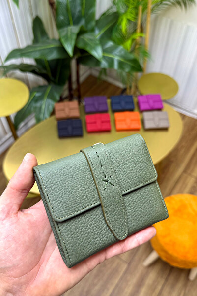 CüzCan Γυναικείο πορτοφόλι Lily Khaki Green από γνήσιο δέρμα Κομψό και βολικό