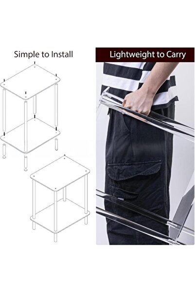 Slasa Acrylic Side Table with 2 Tiers Clear Modern End Table for Home (40x30x50 cm)