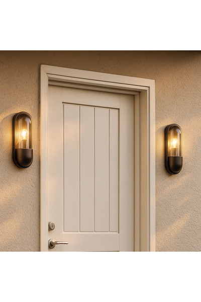 Hammer E27 black outdoor lantern makes the entrance more attractive.