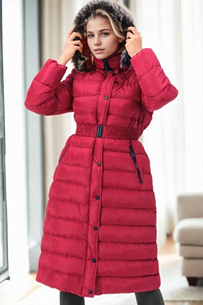 Dewberry Z9779 Coat-Bordo