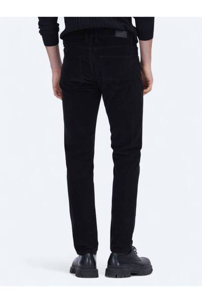 Kip Black Corduroy Woven Slim Fit Velvet Casual Cotton Blended Pants