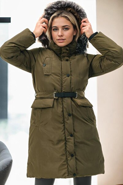Dewberry Z9774 Coat-Khaki