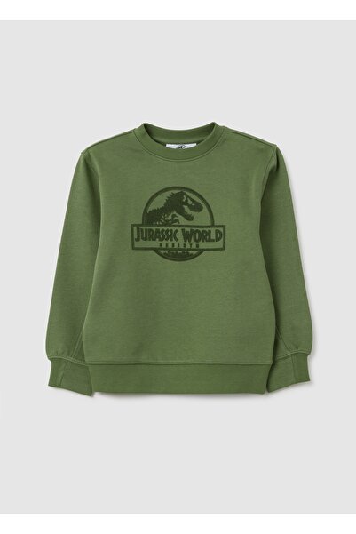 Ovs Child's green cotton sweatshirt with Jurassic World logo, regular fit