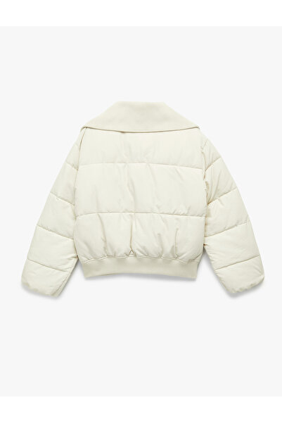 Koton Long Sleeve Wide Collar Anorak Puffer Jacket with Zipper Pocket Detail