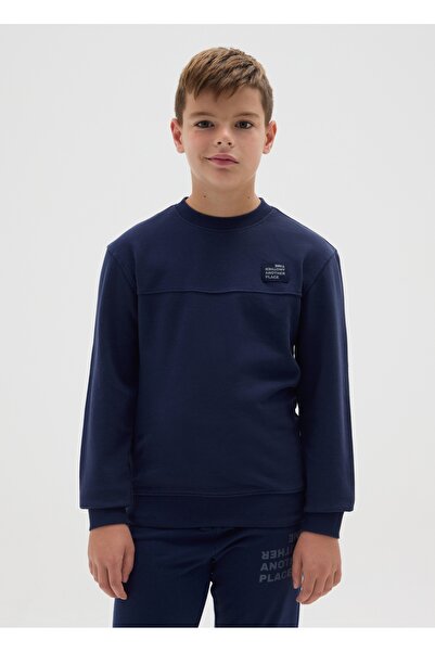 Ovs Boys' pure cotton blue relaxed fit sweatshirt