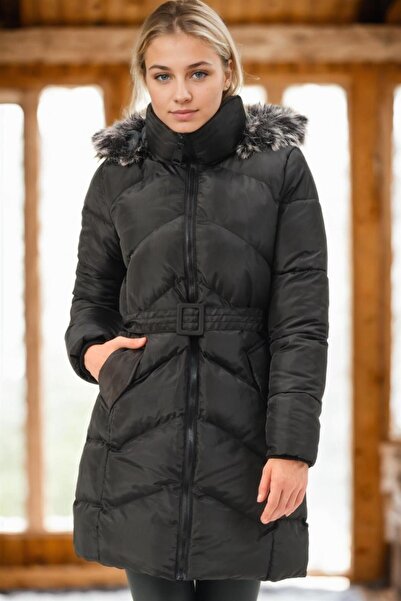 Dewberry Z9768 Coat-Black