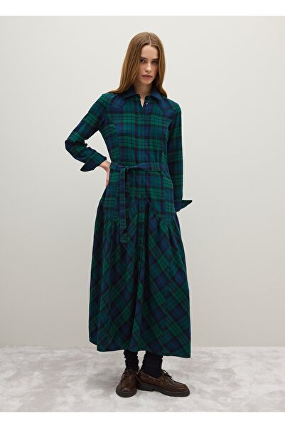 Ovs Long dress in pure cotton with regular fit multicolour checks