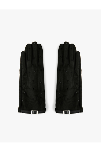 Koton Kemer Detaylı Taşlı Süet Görünümlü Eldiven