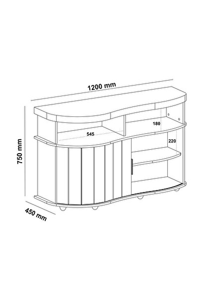 ARTLY Side buffet table for living rooms and kitchen with shelves, cherry color, 120*75*45