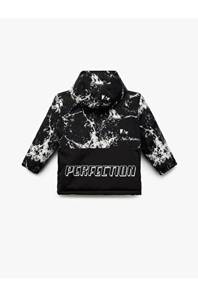 Koton Long Sleeve Printed Hooded Transitional Coat