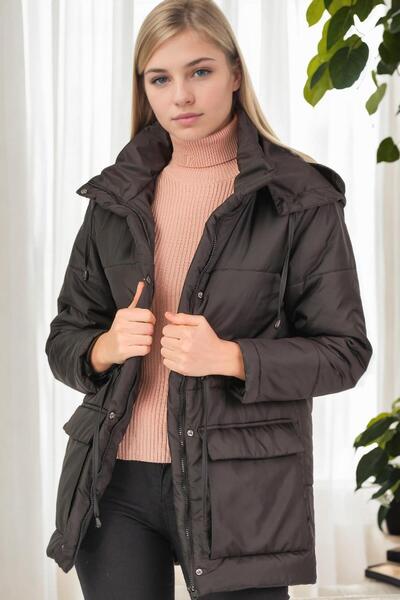 Dewberry Z6703 Coat-Black-2